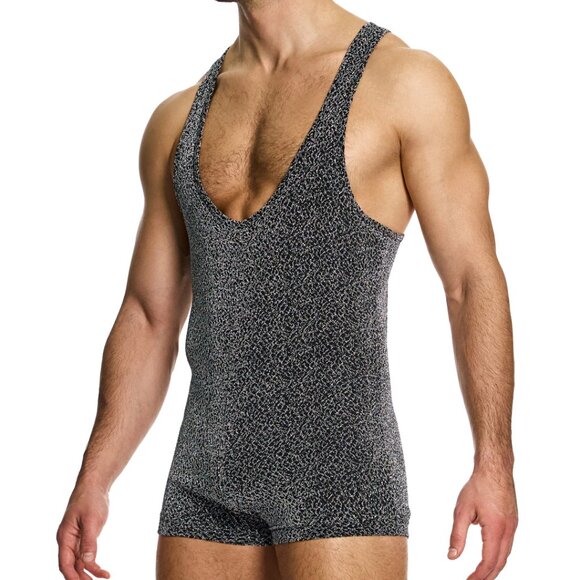 Modus Vivendi Crackled Metallic Bodysuit Jacquard Grey - Picture 2 of 7